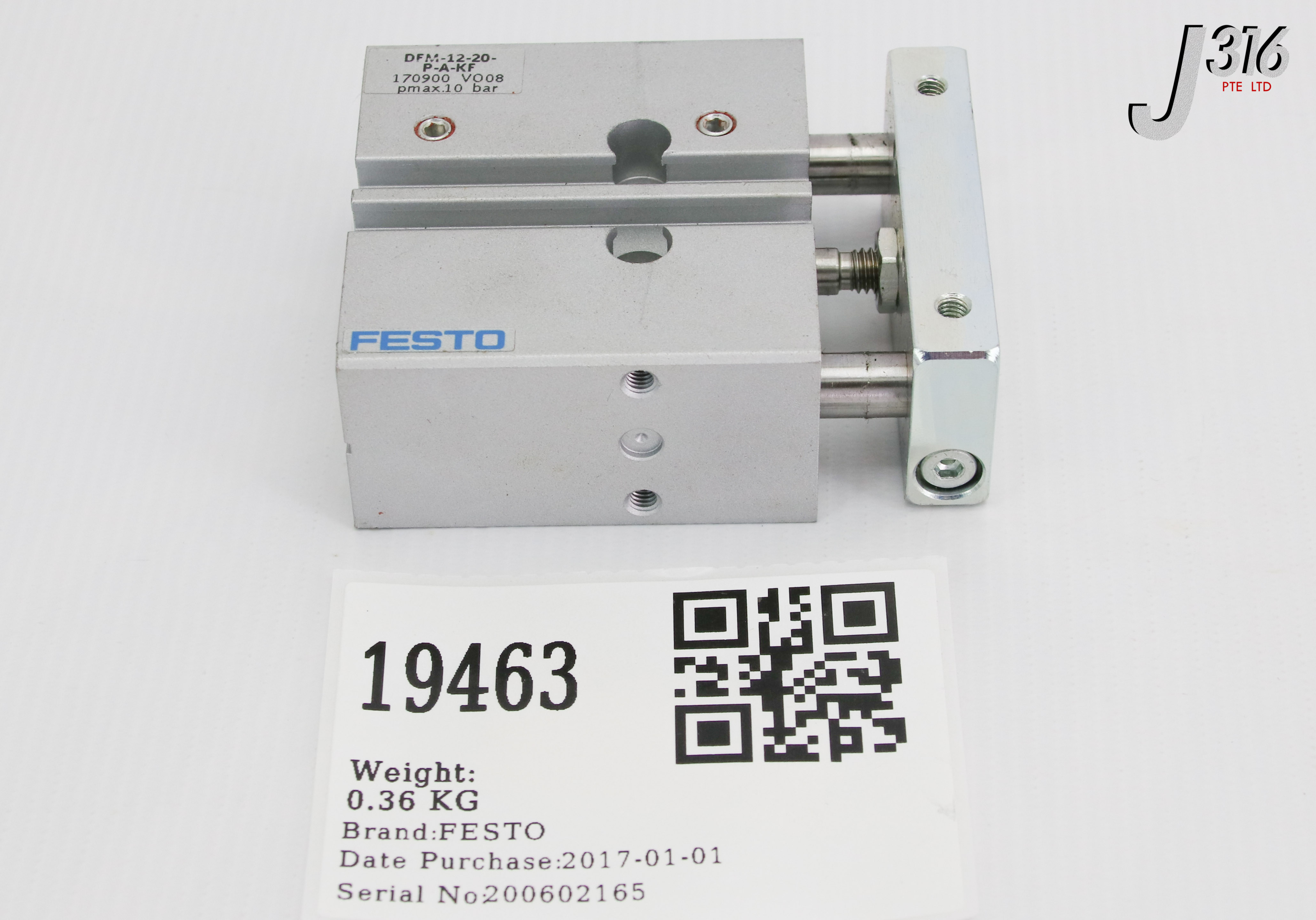19463 FESTO GUIDE CYLINDER, 170900, PMAX.10 BAR (NEW) DFM-12-20